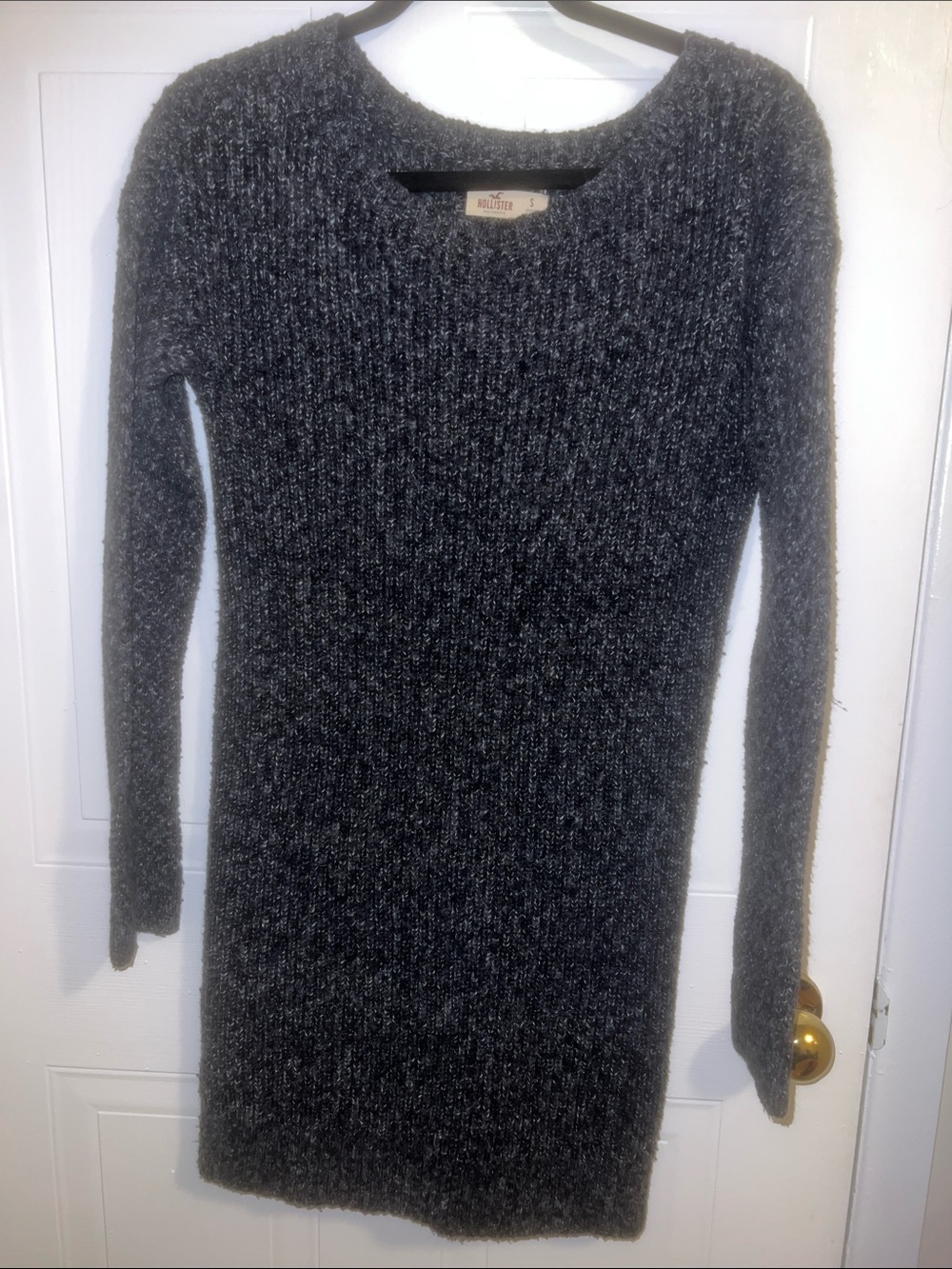 Hollister Charcoal Ribbed Crew Neck Sweater Dress
